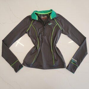 Hollister Sz S Quarter Zip Gray Track Jacket Women's Green Accent California